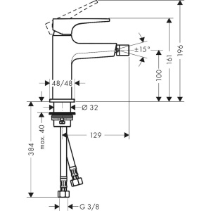 Смеситель для биде Hansgrohe Metropol 32520140 с донным клапаном Push-Open