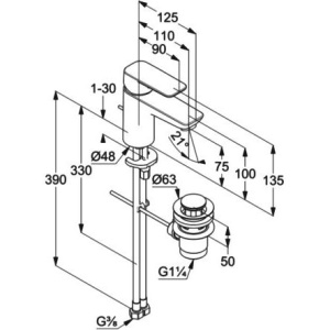 Смеситель для раковины Kludi Pure&Style 403823975 черный матовый