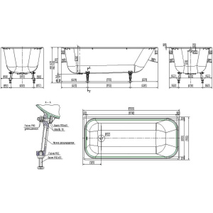 Купить Чугунная ванна Wotte Start 170x75 см, с ножками в Москве с доставкой Чугунная ванна Wotte Start 170x75 см, с ножками