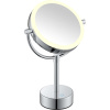 Косметическое зеркало Java S-M221 с подсветкой, двухстороннее, поворотное, хром
