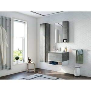 Купить Тумба с раковиной STWORKI Карлстад 60 дуб рошелье, с белой полкой в Москве с доставкой Тумба с раковиной STWORKI Карлстад 60 дуб рошелье, с белой полкой