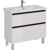 Тумба с раковиной Lemark Combi 100 черная, белая глянцевая