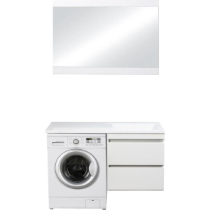 Тумба с раковиной Style Line Даллас 120, Люкс Plus подвесная, белая, эмаль L