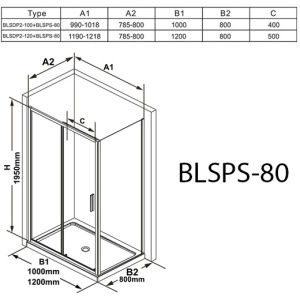 Боковая стенка Ravak Blix Slim BLSPS-80 X9BM40300Z1 80х195 профиль черный/стекло Transparent