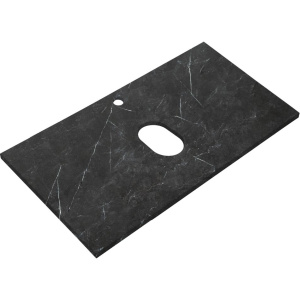 Консоль Cezares Cadro 80 2-х ярусная, подвесная, белые полки, столешница BelBagno 80 marmo nero opaco