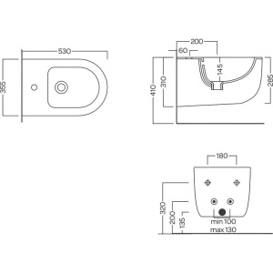 Биде подвесное Hatria Futura A0Y9B802 черное матовое