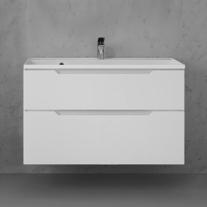 Купить Тумба с раковиной Raval Wector 100, подвесная, белая в Москве с доставкой Тумба с раковиной Raval Wector 100, подвесная, белая