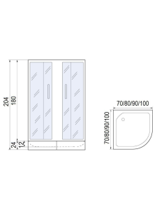 Душевое ограждение без поддона Черные МОНОМАХ ДУ 90/180 МЗ BL (10000008620)