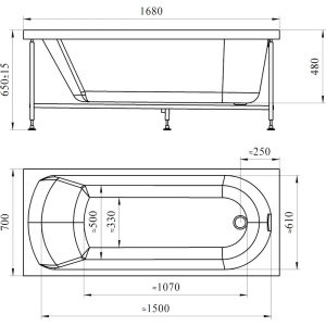 Акриловая ванна Radomir Николь 2-01-0-0-1-240 170x70 см, с каркасом