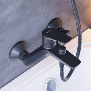 Купить Смеситель для ванны с душем Damixa Jupiter 771000301 черный в Москве с доставкой Смеситель для ванны с душем Damixa Jupiter 771000301 черный