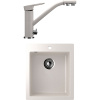 Комплект Мойка кухонная Ulgran U-404 -331 белая + Смеситель U-010 -331 белый