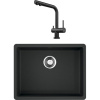 Комплект Мойка кухонная Omoikiri Kata 54-U-BL черная + Смеситель Nagano PVD-GM вороненая сталь