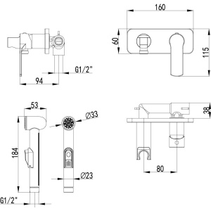 Гигиенический душ Lemark plus Grace LM1519C со смесителем, С ВНУТРЕННЕЙ ЧАСТЬЮ
