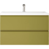 Тумба с раковиной Art&Max Bianchi 100 подвесная, оливковая, белая раковина