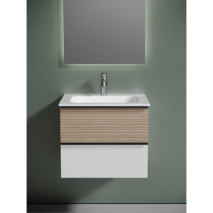 Купить Тумба с раковиной Sancos Delta 60 дуб светлый, белый в Москве с доставкой Тумба с раковиной Sancos Delta 60 дуб светлый, белый