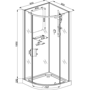 Душевая кабина Ceruttispa Korra 90B профиль черный