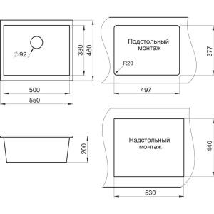 Мойка кухонная Granula 5551, шварц
