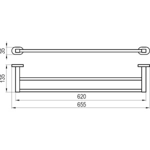 Купить Полотенцедержатель Ravak Chrome CR 320.00 66 см, двойной в Москве с доставкой Полотенцедержатель Ravak Chrome CR 320.00 66 см, двойной