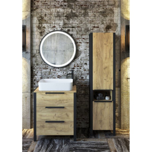 Зеркало круглое Sanflor Гард 70/2 черное, с подсветкой