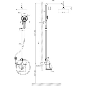Душевая стойка D&K Bayern.Fürth DA1524701B18 с гигиеническим душем, хром