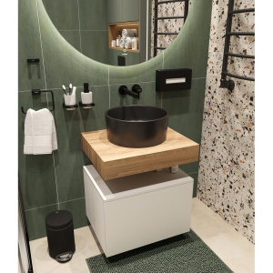 Мебель для ванной STWORKI Ольборг 60 столешница дуб французский, без отверстий, с тумбой 60