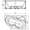 Акриловая ванна Акватек Вега VEG170-0000083 R 170x105 см, угловая, с каркасом, с экраном, со сливом-переливом, асимметричная