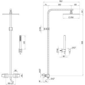 Душевая стойка Paini Dax-R 84PJ689TH