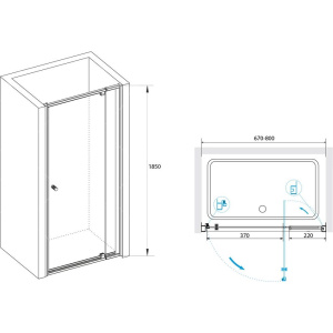 Душевая дверь в нишу RGW Passage PA-02 (700х1850)x1850 стекло шиншилла EasyClean