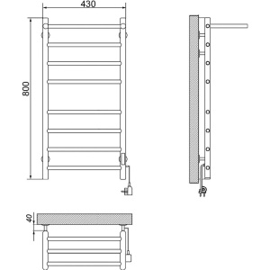 Купить Полотенцесушитель электрический Ника Way 2 80/40, с полкой, матовый черный RAL9005 в Москве с доставкой Полотенцесушитель электрический Ника Way 2 80/40, с полкой, матовый черный RAL9005