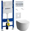 Комплект Унитаз подвесной VitrA Sento + Крышка + Инсталляция Geberit Duofix Delta 458.163.21.1 с кнопкой смыва, хром + Шумоизоляция