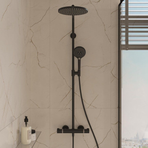 Купить Душевая стойка Hansgrohe Raindance Select S Showerpipe 240 1jet P  27633670 с термостатом, черный в Москве с доставкой Душевая стойка Hansgrohe Raindance Select S Showerpipe 240 1jet P  27633670 с термостатом, черный