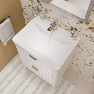 Тумба с раковиной STWORKI Ларвик 60, белая матовая