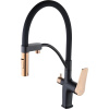 Смеситель для кухни Lemark Bronx LM3761BLR черный/золото с гибким изливом
