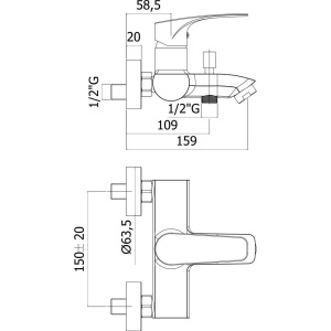 Смеситель для ванны с душем Paffoni Lime LM022CR