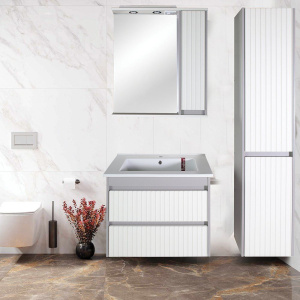 Тумба с раковиной ASB-Mebel Мирано 85 слоновая кость, шиншилла серая