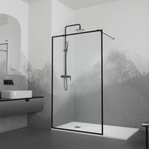 Душевая перегородка RGW Walk In WA-012B 120x200, профиль черный, стекло прозрачное