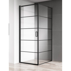 Душевой уголок AQUAme AQM5215-LH-9 90х90, профиль черный матовый