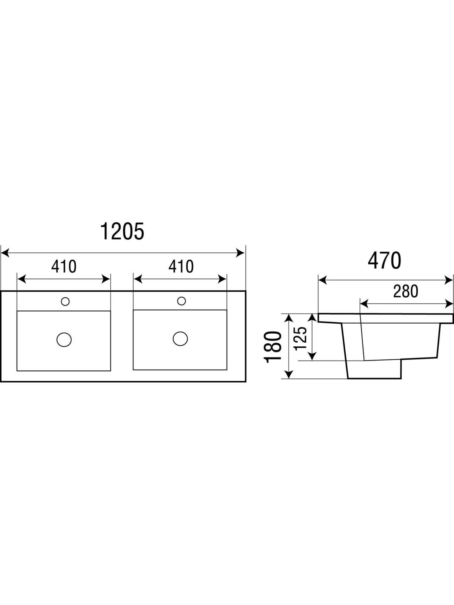 Раковина врезная 1205х470х180 WeltWasser DEILBACH 7506-1202 (10000003906)