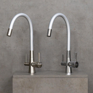 Смеситель для кухни Lemark Comfort LM3075BN-Silver с гибким изливом, никель, серебристый