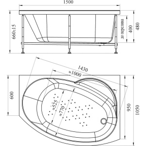 Купить Акриловая ванна Radomir Vannesa Монти 2-01-0-2-1-213 R 150x105 см, с каркасом, асимметричная в Москве с доставкой Акриловая ванна Radomir Vannesa Монти 2-01-0-2-1-213 R 150x105 см, с каркасом, асимметричная