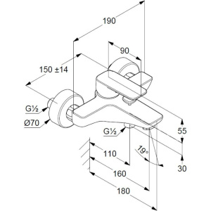 Смеситель для ванны с душем Kludi Pure&Style 406813975 черный матовый