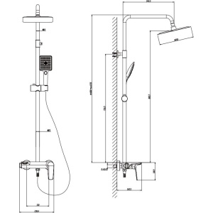 Душевая стойка STWORKI Готланд W1H303-Grey воронёная сталь