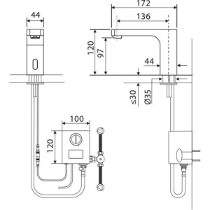 Смеситель для раковины Timo Torne 4313/00F сенсорный  хром