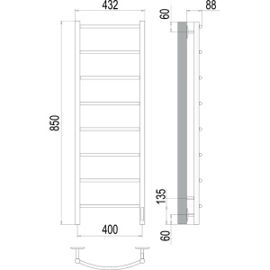 Полотенцесушитель электрический Terminus Классик П8, 400x850