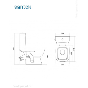 Купить Унитаз-компакт напольный с бачком и сиденьем Santek Нео Лайт 1.WH30.2.408 в Москве с доставкой Унитаз-компакт напольный с бачком и сиденьем Santek Нео Лайт 1.WH30.2.408