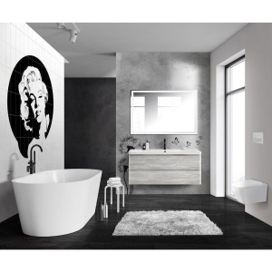 Тумба с раковиной BelBagno Albano 120 подвесная, rovere vintage bianco, белая глянцевая раковина