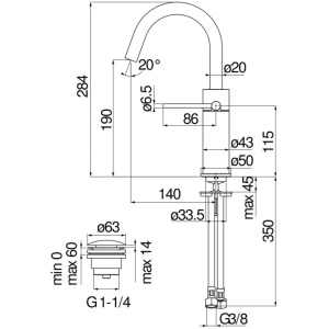 Смеситель для раковины Nobili Velis VE125138/2RCP с донным клапаном, Red canyon