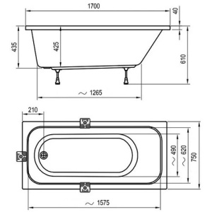 Акриловая ванна Ravak Domino 170х75 C631000000 белая