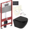 Комплект Унитаз подвесной BelBagno Colorato BB062CHR-MB матовый черный + Крышка BB062SC-MB матовая черная + Инсталляция TECE Now 9400414 4 в 1 с кнопкой смыва