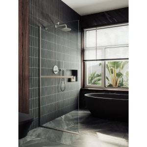 Купить Душевая перегородка Maybahglass MGD-720-5у 69 см, профиль матовый хром, стекло прозрачное в Москве с доставкой Душевая перегородка Maybahglass MGD-720-5у 69 см, профиль матовый хром, стекло прозрачное